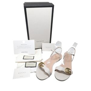 Gucci Marmont GG Double G Ivory White Flat Sandal Size EU 39